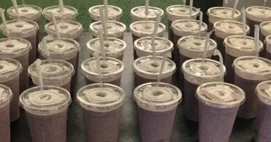 purple reign cups on table