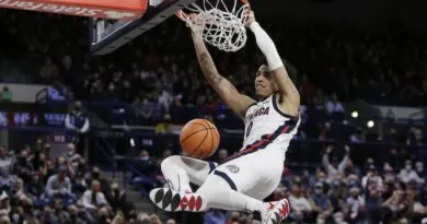 Julian Strawther dunking the ball