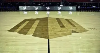 mountain west basketball logo on court