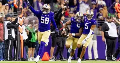 The University of Washington football team plays Stanford