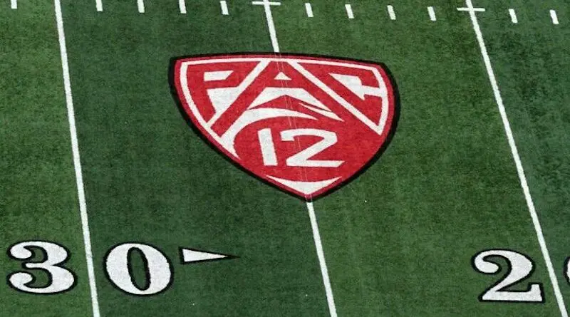 Pac-12 logo on the field