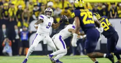 Washington and Michigan football play in the National Championship game in 2024.
