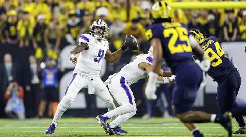 Washington and Michigan football play in the National Championship game in 2024.