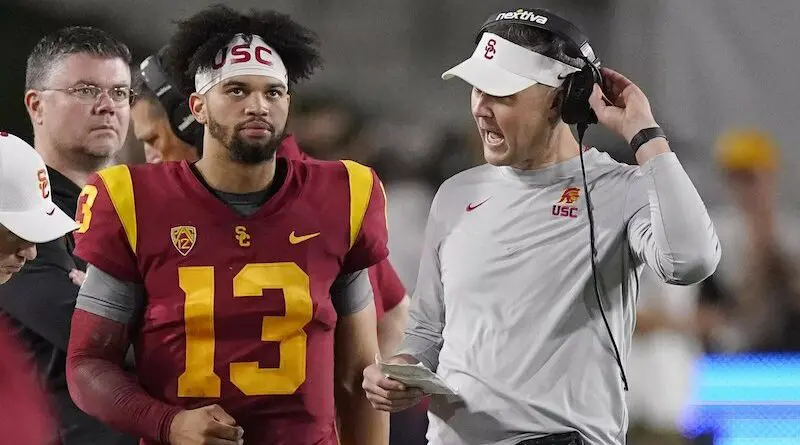 USC head coach Lincoln Riley and quarterback Caleb Williams.