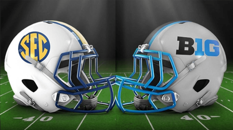 SEC and Big Ten helments