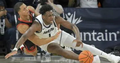 Utah State took down No. 19 San Diego State on the road and are now in first place in the Mountain West | Eli Lucero/AP