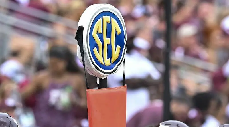 Photo of SEC first down marker on sideline