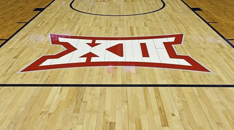 Big 12 logo on basketball court