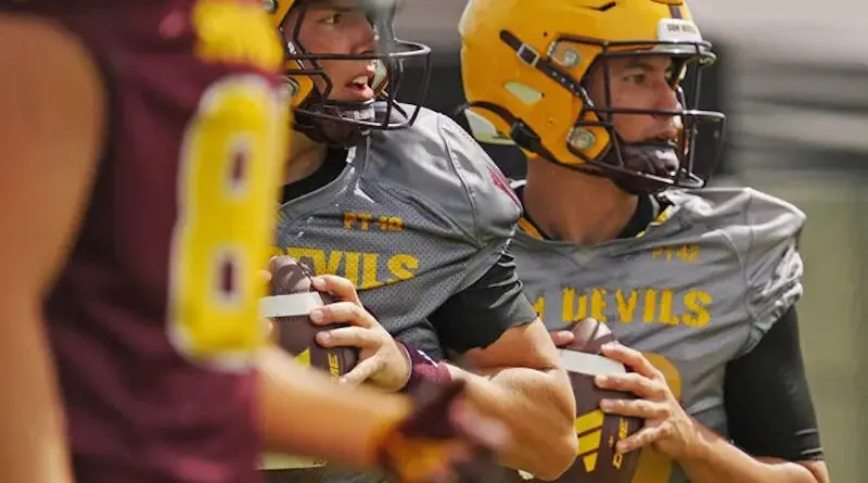 Arizona State quarterbacks during spring practice in 2024