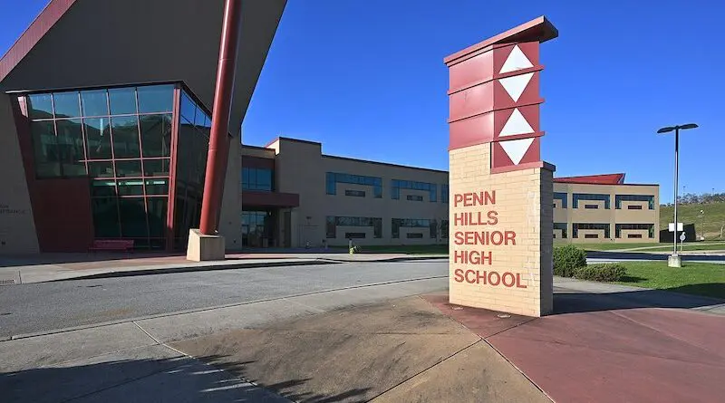 Penn HIlls Senior High School sign, Pittsburgh, PA