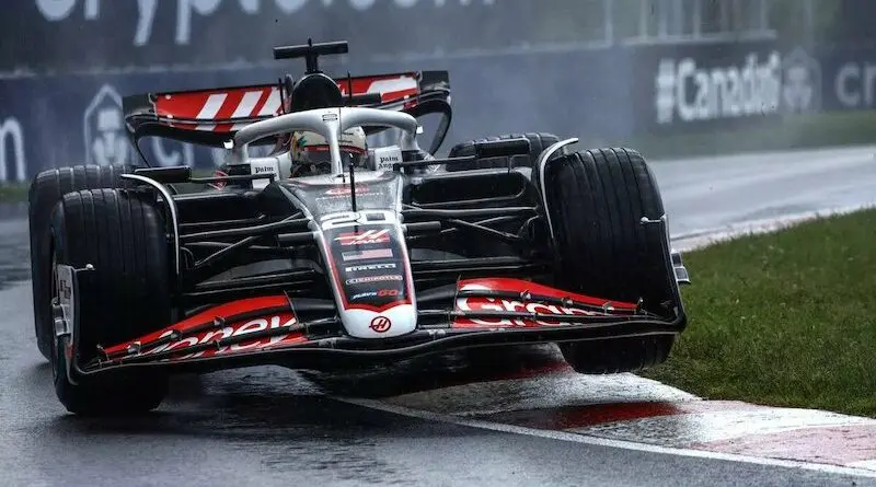 Kevin Magnussen's Haas car in the Canadian Grand Prix