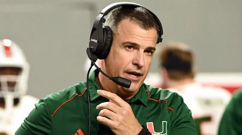 Miami football head coach Mario Cristobal