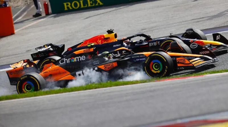 Max Verstappen and Londo Norris collide in the 2024 Austrian Grand Prix