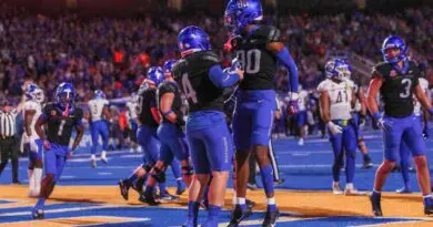 Boise State football players celebrating