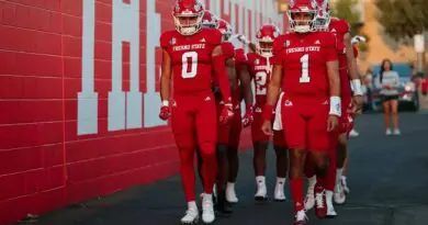 Fresno State football players walking
