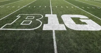 Big Ten logo on football field