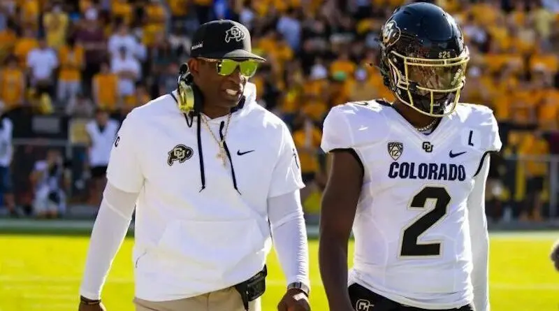 Colorado coach Deion Sanders and his son Shedeur Sanders