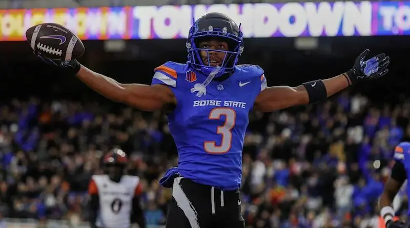 Boise State's latrell caples celebrates vs SDSU in 2024