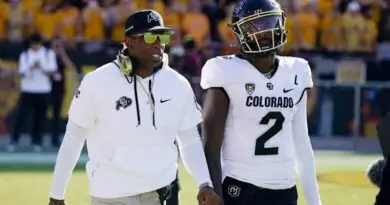 Colorado coach Deion Sanders and Buffs quarterback Shedeur Sanders in 2024