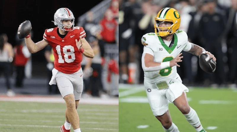 Ohio State's Will Howard and Oregon's Dillon Gabriel look to advance their respective teams to the CFP Semifinals