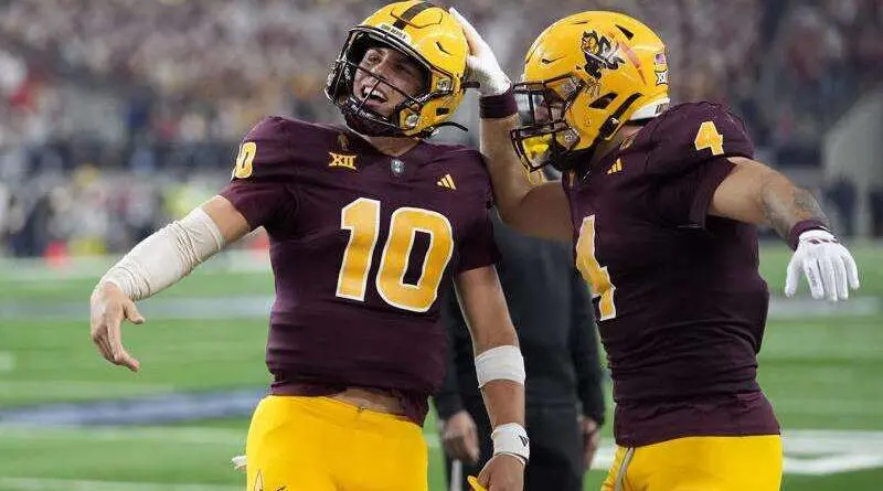 Arizona State football players celebrating