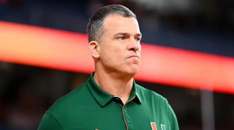 Miami football head coach Mario Cristobal