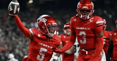 UNLV football players celebrating in 2024