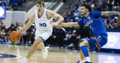 BYU guard Dallin Hall had 8 assists in the win over Kansas