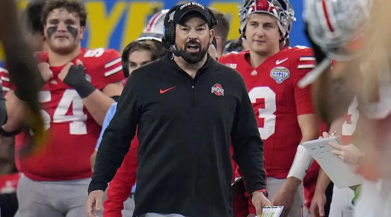 Ohio State head coach Ryan Day on the sidelines