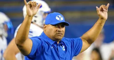 BYU coach Kalani Sitake on sidelines