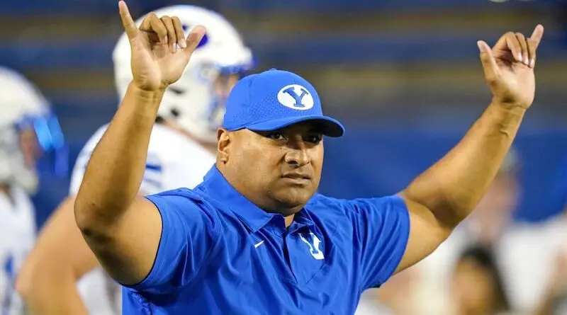 BYU coach Kalani Sitake on sidelines