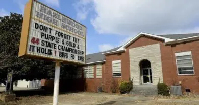 Former Hazlewood High School in Town Creek, AL before demolition