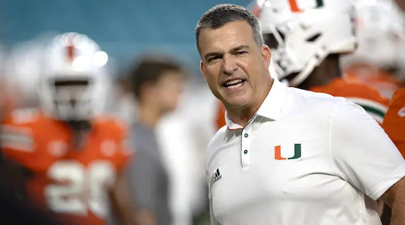 Miami football head coach Mario Cristobal