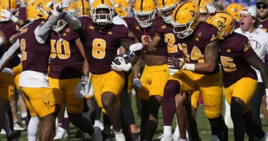 Arizona State Football players celebrating in the Big 12 Championship game in 2024