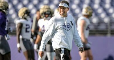 Washington football head coach Jedd Fisch during 2024 spring practice.