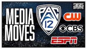 Logos das redes envolvidas no acordo de mídia de futebol do Pac-12 2025.