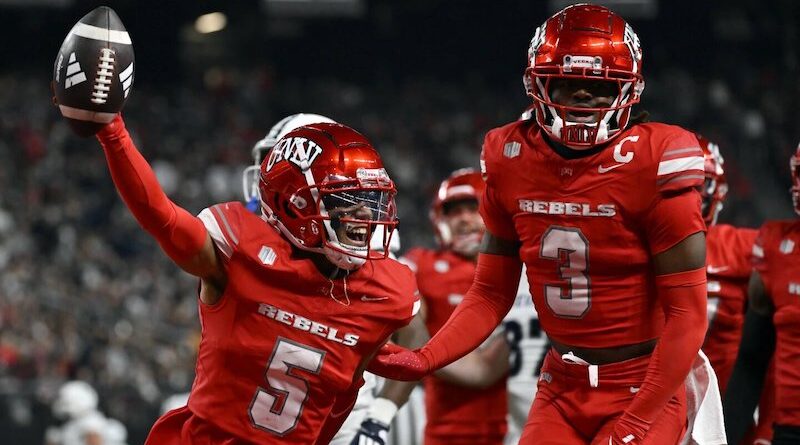 UNLV football players celebrating in 2024