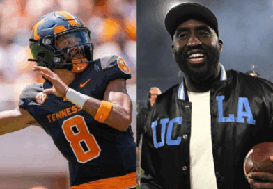 Nico Iamaleava and UCLA football head coach DeShaun Foster