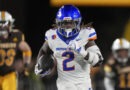 Boise State running back Ashton Jeanty (2) in the first half of an NCAA college football game Saturday, Nov. 23, 2024, in Laramie, Wyo.