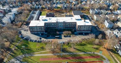 Former Dorchester High School, now TechBoston Academy, in Boston, MA