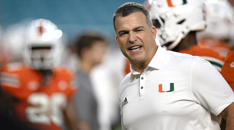 Miami football head coach Mario Cristobal