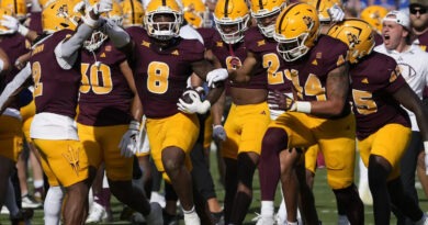 Arizona State Football players celebrating in the Big 12 Championship game in 2024