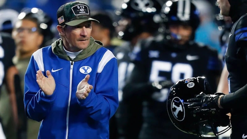 BYU offensive coordinator and quarterbacks coach Aaron Roderick