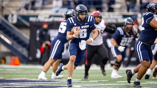 Utah State quarterback Bryson Barnes