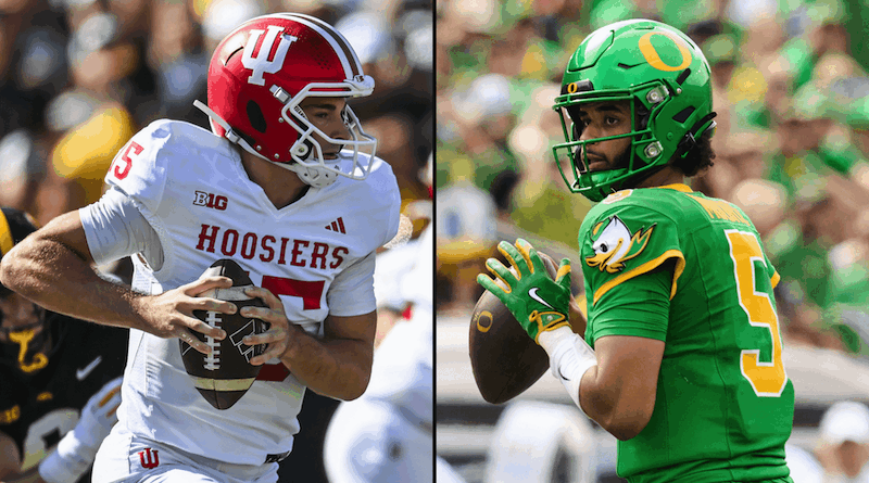 Indiana QB Fernando Mendoza and Oregon QB Dante Moore