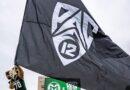 New Pac-12 logo on a flag