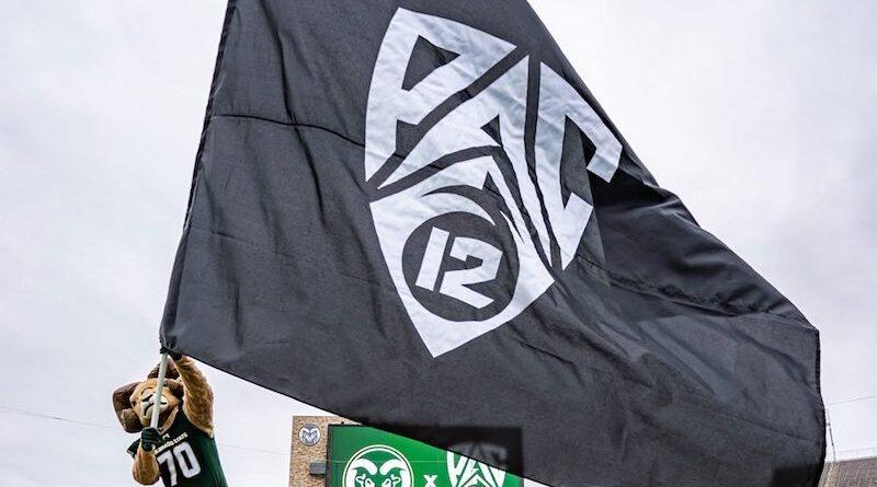 New Pac-12 logo on a flag