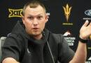 ASU coach Kenny Dillingham in front of media