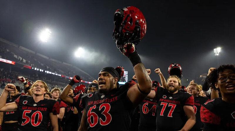 SDSU-players-celebrate-following-a-win-over-Hawaii.-Courtesy-of-@AztecFB-X-account